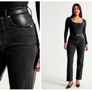 Abercrombie Curve Love High Rise Ankle Straight Jean - Leather - Size: 24S